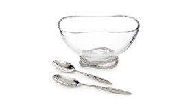 Nambe Braid Salad Bowl W/Servers